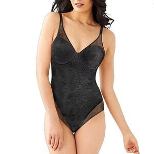 Bali 40D Ultra-Light Body Shaper Body Suit Black Lace Floral 6552